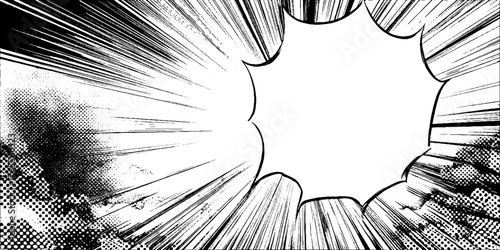 Dynamic energy burst in japanese comic style for anime and pop art design