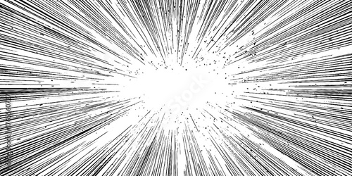 Dynamic manga motion burst with halftone texture for comic design