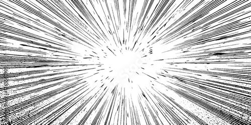 Dynamic manga style halftone energy burst with concentric lines for comic design