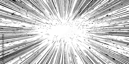 Dynamic manga style halftone energy burst with concentric lines design for comics