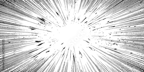 Dynamic manga speed burst with ink motion rays