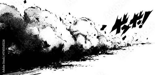Dynamic sandstorm manga effect with sweeping curved motion lines for anime and comic design