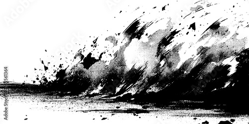 Dynamic sandstorm with manga motion lines for print or comic design