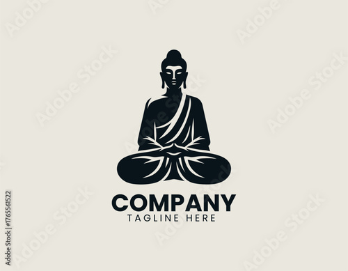 Serene Buddha figure silhouette vector logo illustration