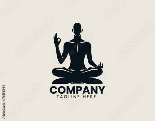 Serene Buddha figure silhouette vector logo illustration