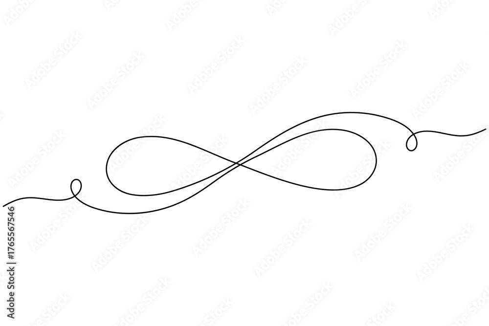Obraz premium Infinity symbol continuous one line drawing on white background minimalist endless sign and icon outline vector illustration
