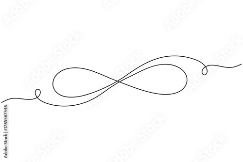 Infinity symbol continuous one line drawing on white background minimalist endless sign and icon outline vector illustration