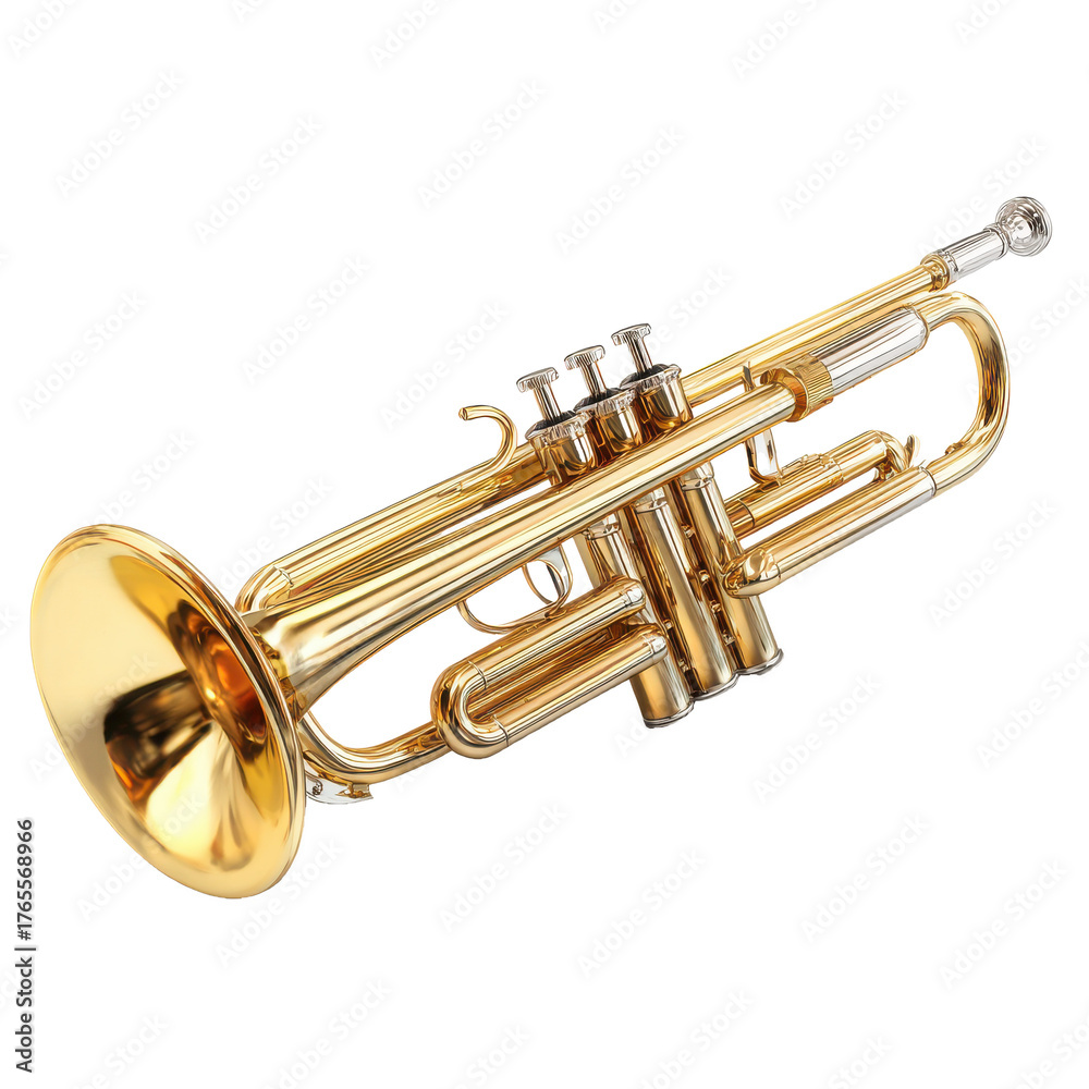 Obraz premium Shiny golden trumpet png brass png instrument png music png horn png musician png orchestra png classic png performance png band png transparent background image