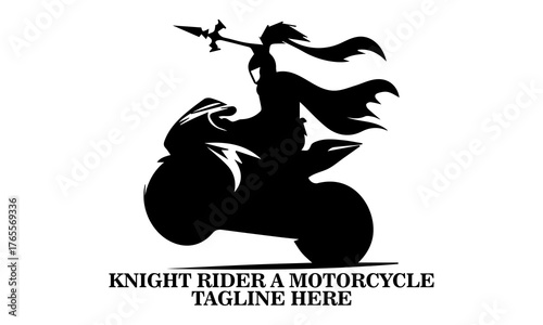 Knight rider a motorcycle vector illustration, knight rider a motorcycle logo design. Vector of a medieval knight in armor riding a motorcycle while holding a long jousting lance