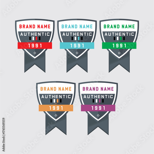 Certified badge logo design for company training badge certificates to determine based on criteria. Set bundle certify colorful vector illustration.
