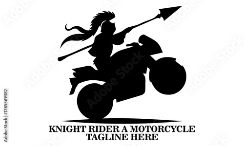 Knight rider a motorcycle vector illustration, knight rider a motorcycle logo design. Vector of a medieval knight in armor riding a motorcycle while holding a long jousting lance