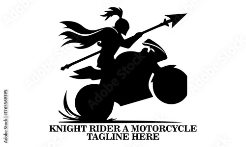 Knight rider a motorcycle vector illustration, knight rider a motorcycle logo design. Vector of a medieval knight in armor riding a motorcycle while holding a long jousting lance