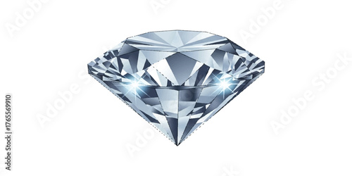Brilliant Cut Diamond with Clean Geometric Lines and Smooth Color Gradients
