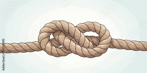 High-quality illustration of a rope knot tied securely, featuring clean outlines, detailed fiber texture, and soft beige gradients
