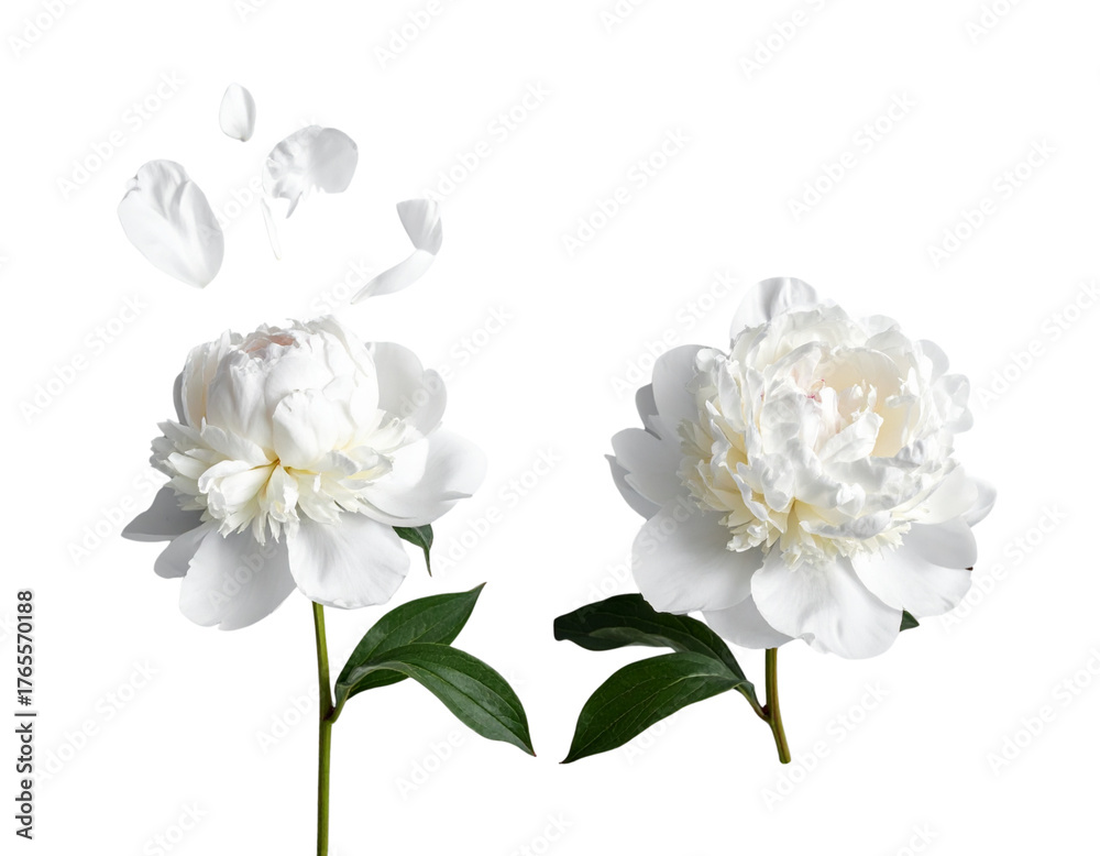 Obraz premium Serene Peony Bloom with Delicate Surrounding Petals Isolated on Transparent Background