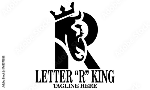 Letter R king vector illustration, letter R king logo art