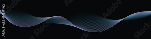 Abstract background with waves for banner. Medium banner size. Vector background with lines. Isolated design elements on black. Colorful gradient. Light purple and blue. Brochure.