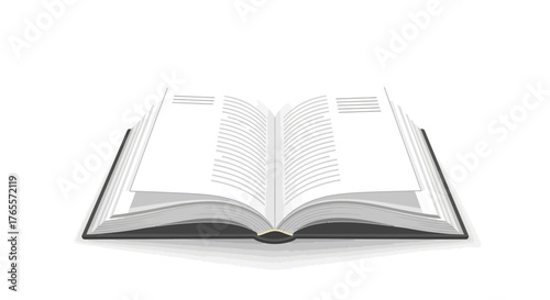 An open book displaying blank pages, perfect for adding text or illustrations for a custom educational or storytelling experience