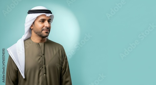 Confident Emirati Man In Traditional Kandura And Ghutra.