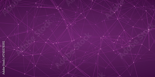 Dynamic purple abstract network with interconnected nodes and sharp lines creating a sense of depth and complexity on a textured background