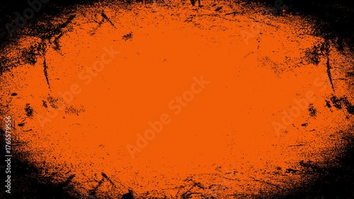Fond animé en boucle au style ovale grunge avec effet bichromie orange et noir	