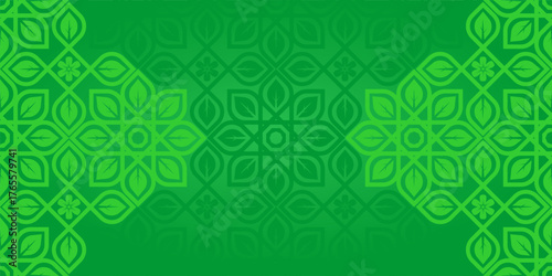 Vibrant Green Floral Leaf Pattern Background, Seamless Eco-Friendly Nature Mandala Design,Fresh Lime Green Geometric Ornamental Wallpaper