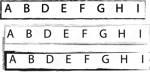 Distressed Grunge Alphabet Letters A B D E F G H I in Sequential Order with Missing 'C' Letter Concept