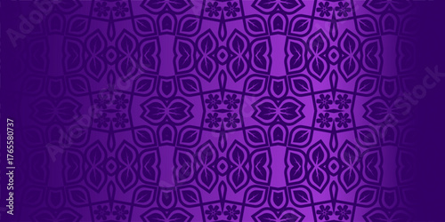 purple background with floral ornament, Vibrant, Purple Floral Geometric Pattern Background, Seamless Leaf Mandala Design Vector, Modern Islamic Art Wallpaper in Violet Hues