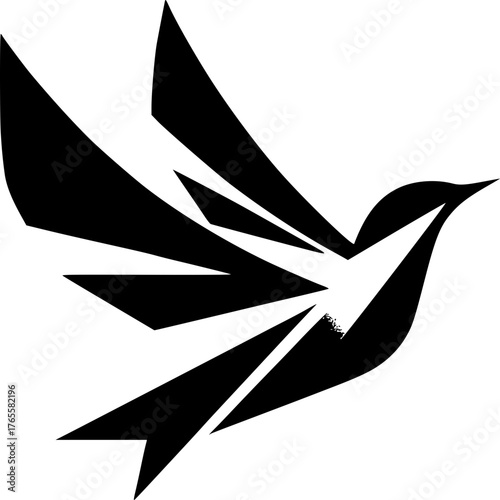 Black and white origami birds vector illustration