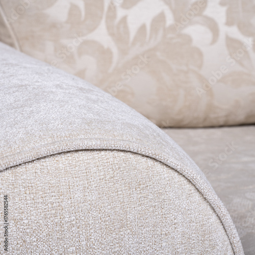 Fotografía Detailed close-up shots of beige armchair fabric with elegant floral upholstery