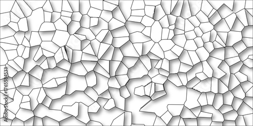 Dynamic Black Outline Polygon Shapes with Realistic Drop Shadows on White Background abstract pattern