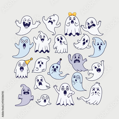 Cute Ghost Character Set – Funny Halloween Collection