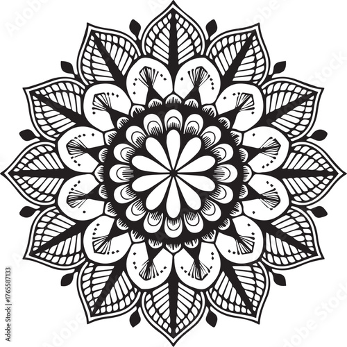 Elegant detailed floral rosette features intricate petal patterns in a symmetrical, transparent background