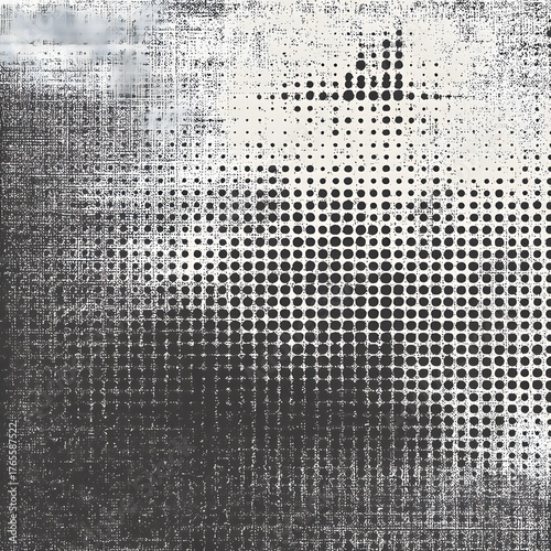 Printed detailed halftone texture overlay with vintage dotted pattern and grunge screen print design