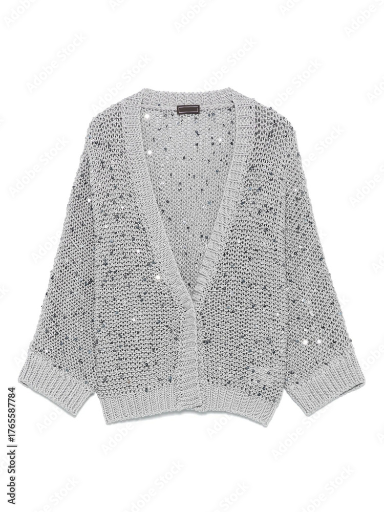 Obraz premium Female beige knitted sweater on white marble background, top view flat lay. Fashion Lady Clothes Set: Trendy and Cozy Knit Jumper with Autumn Accessories. Female fashion