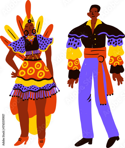 Brazil Carnival Costumes. Man and Woman

