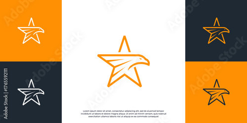 Creative bird and star logo design. This clean and professional design is suitable for companies, sports teams, or creative agencies.