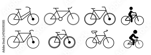 Bicycle fitness line art icon set for apps and websites.