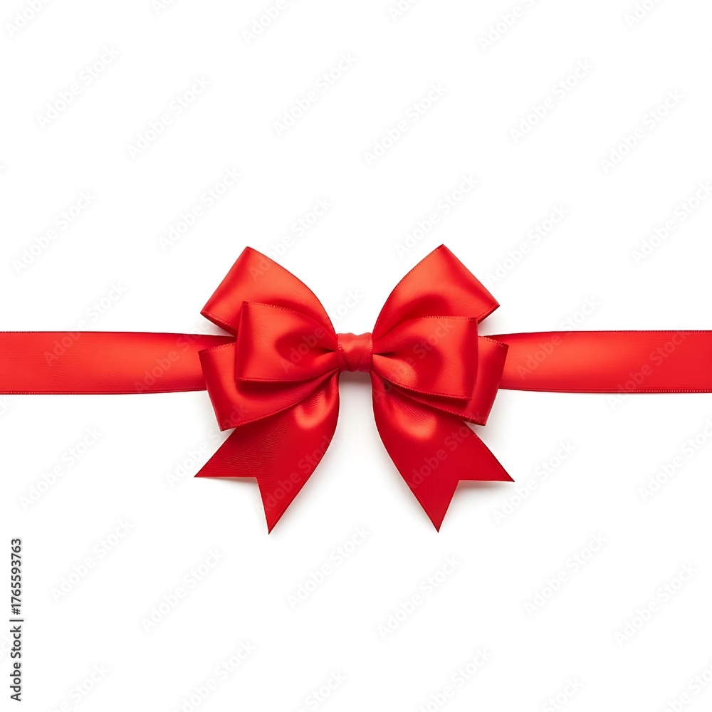 Fototapeta premium High-quality graphic element featuring a bright red, perfectly tied, luxurious bow, symbolizing gifts and Christmas holidays