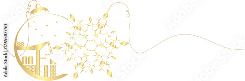 line art snowflake and christmas ball illustration christmas