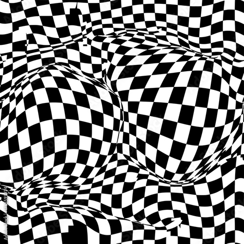 Optical Illusion Black and White Chess Pattern