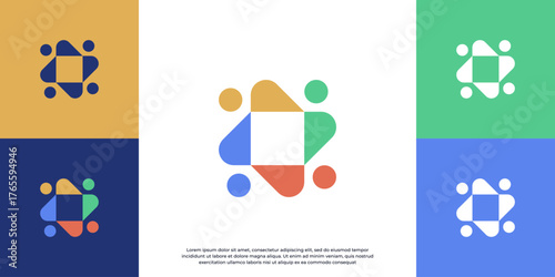 simple abstract people and human family logo design vector