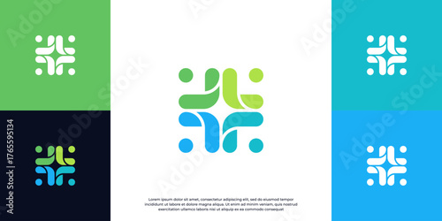 simple abstract people and human family logo design vector