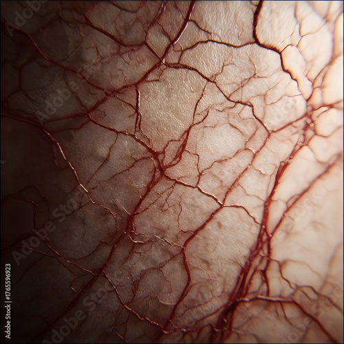 Realistic active veins under the skin texture showing organic blood vessel pattern and detailed anatomical surface