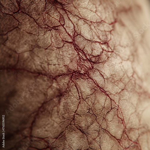 Realistic active veins under the skin texture showing organic blood vessel pattern and detailed anatomical surface