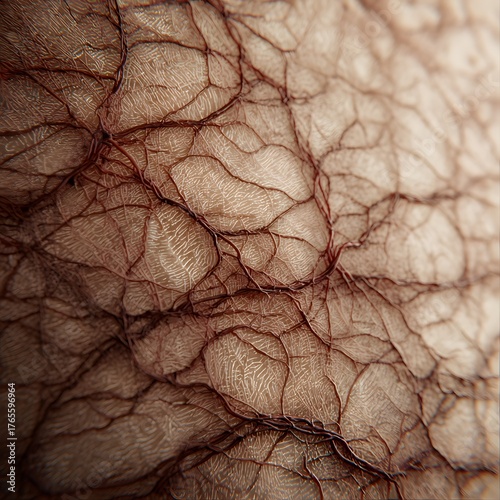 Realistic active veins under the skin texture showing organic blood vessel pattern and detailed anatomical surface