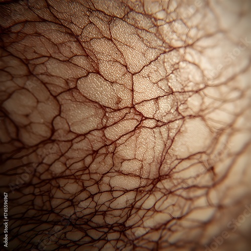 Realistic active veins under the skin texture showing organic blood vessel pattern and detailed anatomical surface