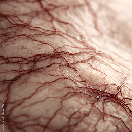 Realistic active veins under the skin texture showing organic blood vessel pattern and detailed anatomical surface