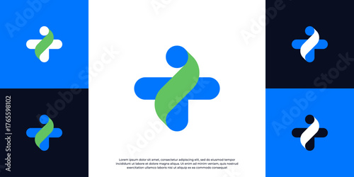 Cross plus heart medical logo icon design template