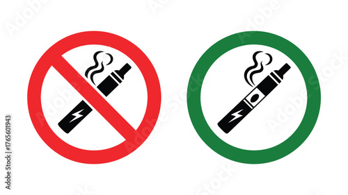 Vape and no vape icons simple flat vector design element for web and mobile apps isolated on white background